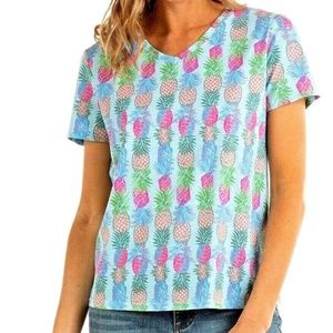 FRESH PRODUCE Pineapple Crush V-Neck Tee Blue